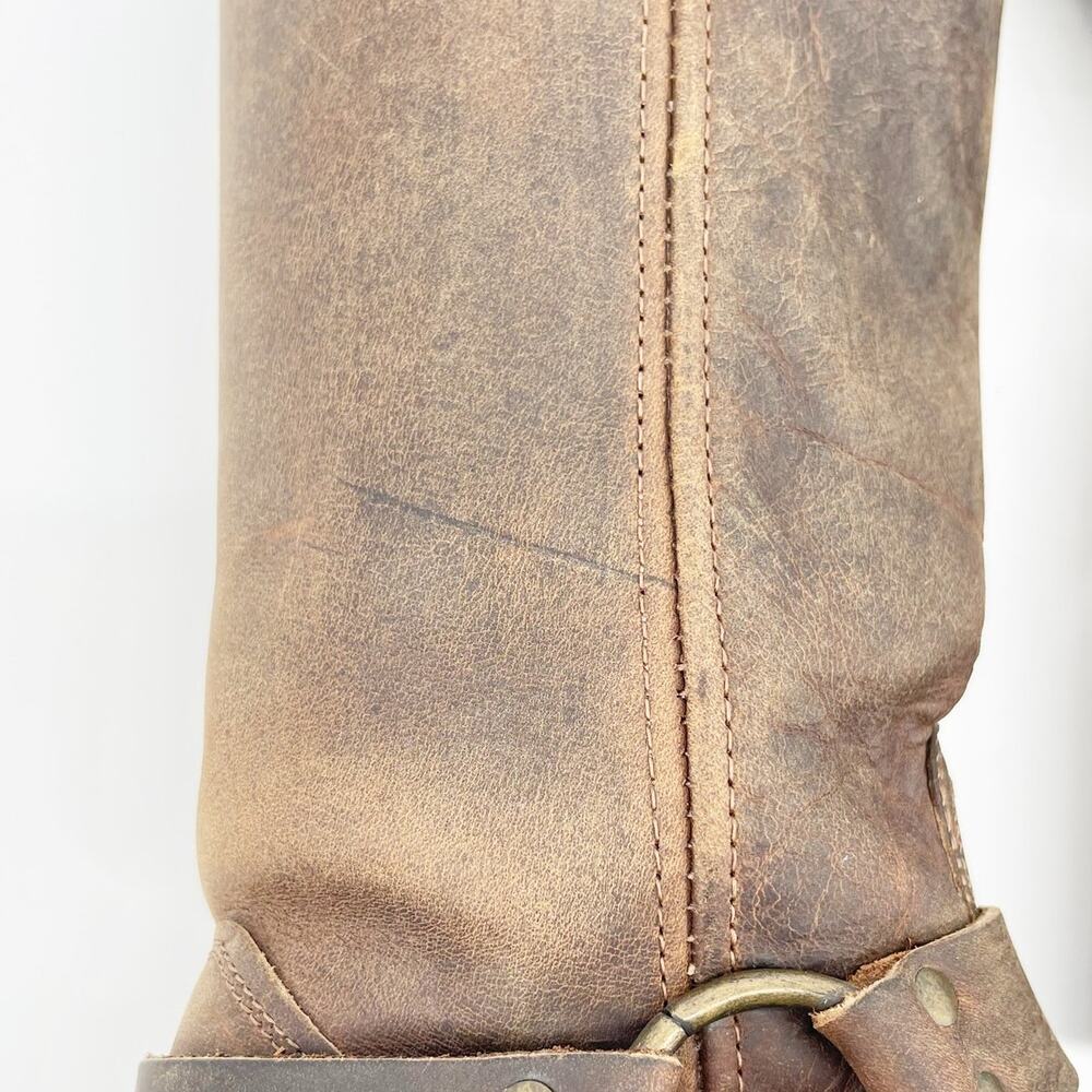 Frye Brown Leather Harness Heeled Boots - Picture 5 of 12
